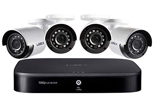 Lorex Indoor/Outdoor Wired Security Camera System, 1080p HD Bullet Cameras with Motion Detection Surveillance, Night Vision & Smart Home Voice Compatibility, 1TB 8 Channel DVR, 4 Cameras
