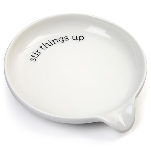 LotFancy Spoon Rest, 5.2 Inch, Ceramic Spoon Holder for Kitchen Counter, Spatula Holder for Stove Top, Utensil Rest for Spoons, Tongs, Ladles