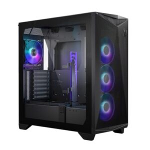 MSI MPG GUNGNIR 300R Airflow – Premium Mid-Tower Gaming PC Case – Tempered Glass Side Panel – ARGB 120mm Fans – Liquid Cooling Support up to 360mm Radiator – Vented Front Panel