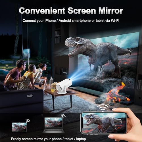Mini Projector with WiFi and Bluetooth, 4K Supported Native 1080P FHD Portable Projector with Android 11, 180° Rotatable and Aut Level Correction Outdoor Projector for Laptop/ Smartphone/ TV Stick - Image 3