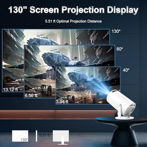 Mini Projector with WiFi and Bluetooth, 4K Supported Native 1080P FHD Portable Projector with Android 11, 180° Rotatable and Aut Level Correction Outdoor Projector for Laptop/ Smartphone/ TV Stick - Image 5