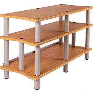 Monolith Double-Wide XL 3-Tier AV Stand – 300 lbs Weight Capacity Per Shelf, Organize and Display Your AV Components, Home Theater or Entertainment System, Maple