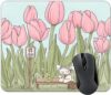 Mouse pad, Cute cat Anime Light Green and Pink Flower Mouse Pads, Square Waterproof Gaming Mousepad Computer Laptop, Women’s Office Decorative pad Home Office Accessories