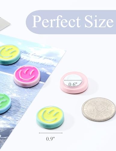 Mymazn 12Pcs Fridge Magnets Cute Refrigerator Magnets, Colorful Magnets for Whiteboard Cabinet Locker, Resin Smile Face Decorative Magnets for Classroom Kitchen Office - Image 3