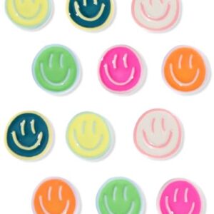 Mymazn 12Pcs Fridge Magnets Cute Refrigerator Magnets, Colorful Magnets for Whiteboard Cabinet Locker, Resin Smile Face Decorative Magnets for Classroom Kitchen Office