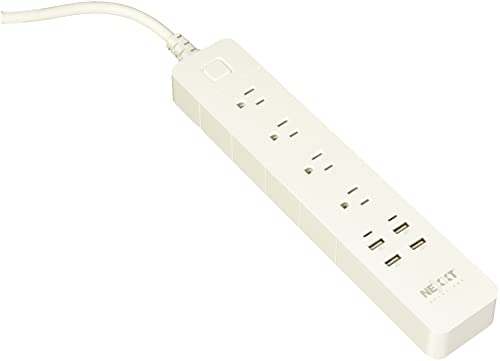 NEXXT Smart Surge Protector Power Strip with USB, 4 USB Ports and 4 Power outlets Plug Extender. Ideal for Computers, Home Theatre, Appliances, Office Equipment, Cellphones. 6ft-Power Cord