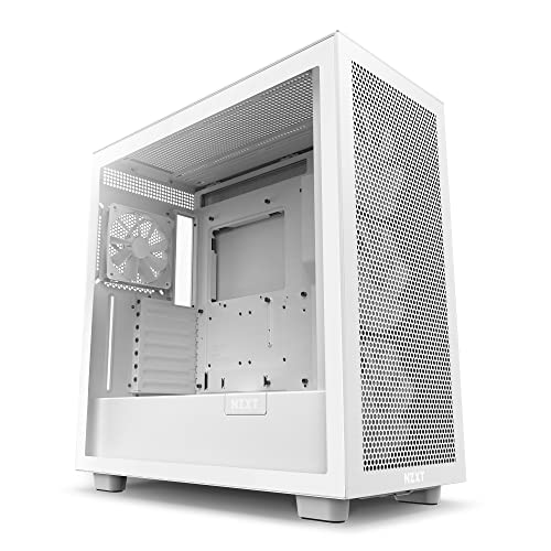 NZXT H7 Flow RGB - Compact ATX Mid-Tower PC Gaming Case – High Airflow Perforated Front Panel – Tempered Glass Side Panel – 3 x F140 RGB Core Fans Included – 360mm Radiator Support – White - Image 3