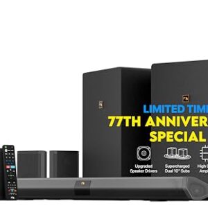 Nakamichi Shockwafe Ultra 9.2.4 Channel Dolby Atmos/DTS:X Soundbar with Dual 10″ Subwoofers (Wireless), 4 Rear Surround Effects Speakers, eARC and SSE Max Technology (Flagship)
