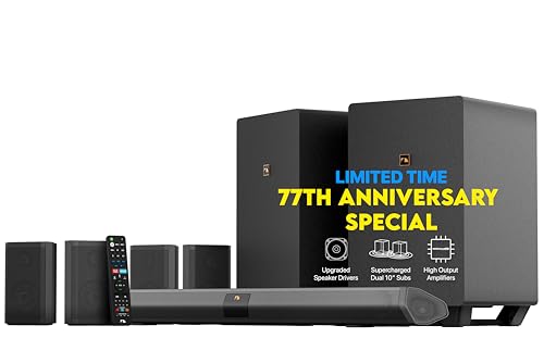 Nakamichi Shockwafe Ultra 9.2.4 Channel Dolby Atmos/DTS:X Soundbar with Dual 10″ Subwoofers (Wireless), 4 Rear Surround Effects Speakers, eARC and SSE Max Technology (Flagship)
