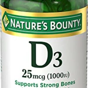 Nature’s Bounty, Vitamin D3 Vitamin Supplement, Supports Immune System and Bone Health, 1000IU, 120 Softgels (Pack of 3)