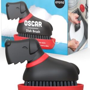 (New) OTOTO Oscar Dog Dish Brush – Dog Gifts, Daschund, Wiener Dog, Dish Scrub Brush, Dish Scrubber, Kitchen Vegetable Scrub Brush Palm Brush, White Elephant Gifts, Cute Kitchen Gadgets