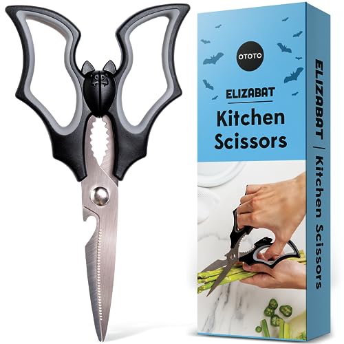 OTOTO Elizabat Kitchen Scissors – Halloween Goth Cute Bat Kitchen Shears, Gothic Scissors Utensils – Spooky Bats Halloween Gifts, Cute Gadgets