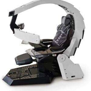 Office Chair Comfortable Video Gaming Chair Gaming Computer Cockpit Luxurious Gaming Chair Game Cockpit Boss Chair Game Chair Ergonomic Zero Gravity Computer Cockpit Workstation (White)