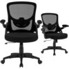 Office Chair Ergonomic, Comfy Desk Chair with Flip up Arms, Mesh Computer Chair with Adjustable Lumbar Support, Home Office Chairs 300 Lbs Capacity