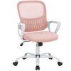 Office Chair Mid Back Desk Chair1 Ergonomic Mesh Computer Gaming with Larger Seat, Executive Height Adjustable Swivel Task with Lumbar Support Armrest for Women Adults, Pink