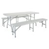 Office Star Resin Furniture for Indoor or Outdoor Use, 3-Piece Set, 2 Folding Benches and 6 Foot Table