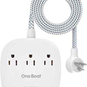 One Beat Desktop Power Strip with 3 Outlet 4 USB Ports 4.5A, Flat Plug and 5 ft Long Braided Extension Cords for Cruise Ship Travel Home Office, ETL Listed