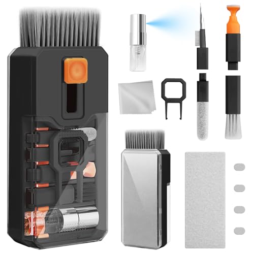 Ordilend Keyboard Cleaning Kit Laptop Cleaner, All-in-One Computer Cleaning Brush Tool, Multi-Function PC Accessories Electronic Cleaner for iPad iPhone Pro Earbuds Camera Monitor with Patent, Black