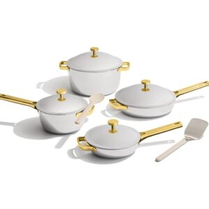 Our Place Titanium Pro Cookware Set (4-Piece) – Always Pan & Perfect Pot | Nonstick No-Coat Technology | Tri-Ply Titanium & Stainless Steel | Safe for Oven, Induction & Cooktops up to 750°F | Gold