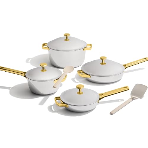 Our Place Titanium Pro Cookware Set (4-Piece) – Always Pan & Perfect Pot | Nonstick No-Coat Technology | Tri-Ply Titanium & Stainless Steel | Safe for Oven, Induction & Cooktops up to 750°F | Gold