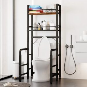 Over The Toilet Storage – 2-Tier Adjustable Bathroom Organizer with Handles, Above Toilet Storage Rack, Freestanding Space Saver Shelf with Hook for Elderly Seniors, Handicap