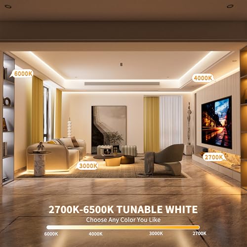 PAUTIX CCT Smart IC COB LED Strip Lights,UL Listed 15ft Addressable Super Bright 2700K-6500K Color Chasing,CRI 90+ Dimmable Tape Light,Work with Alexa/Google,for Cabinets,Home,Office Lighting Projects - Image 3