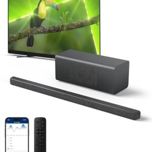 PHILIPS B6309 2.1 Channel Soundbar with Wireless Subwoofer,3D Surround Sound with DTS Virtual:X & Dolby Atmos,Easy Setup with Roku TV Ready™,APP or Remote Control,HDMI eARC,Slim Design,Dark Grey