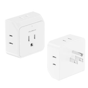PUJIAMX Multi Plug Outlet Extender Power Strip,Portable Travel Adapter with 5 Outlet Splitter Wall Outlet Smart Plug for Office and Home Appliance ect
