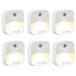 PeakPlus Night Lights Plug into Wall, Plug in Night Light for Kids (6 Pack) LED Nightlights with Light Sensors for Home Toddlers Toilet Stairs Kitchen Hallway Smart Warm White Nightlights