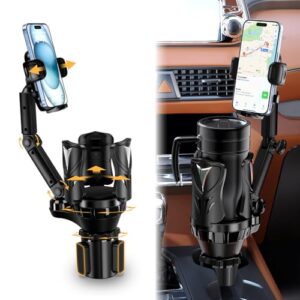 Phone Holders for Your Car, Adjustable Car Cup Holder Expander with Rubber Grip, Secure Hold, Multi-Scenario Use for Drivers, Commuters & Road Trips, Universal Fit for Up to 5.31” Drinks/Mugs/Foods