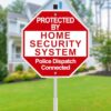 Protected By Home Security System Signs for Yard, 10x28Inch Police Dispatch Connected Warning Sign with Stake, All Aluminum- Anti-Rust- Waterproof- UV Protected- Strong& Sturdy- Easy Install