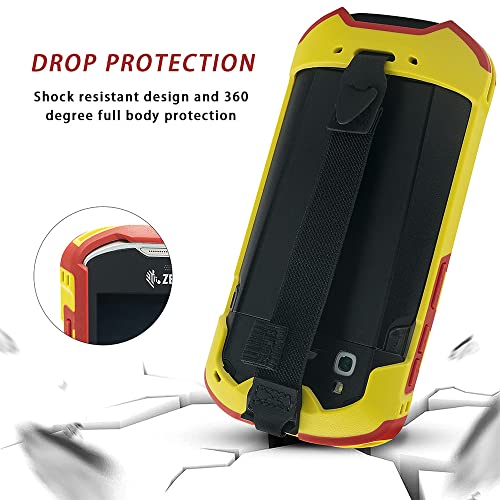 Protective Cover Bumper Case Rugged Boot with Hand Strap for Zebra TC51 TC510K TC52 TC56 TC57 (Red+Yellow) - Image 4