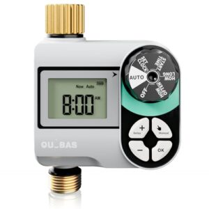 QUOBAS Sprinkler Timer, Programmable Hose Timers with Brass Inlet & Outlet, Water Timer for Garden Hose with Rain Delay/Automatic/Manual Watering System, Digital Drip Irrigation Timers for Yard, Lawn