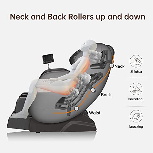 Real Relax 2025 Full Body Massage Chair of Dual-core S Track,Shiatsu Massage Recliner of Zero Gravity with APP and LCD Control,Lower Back and Calf Heating,Bluetooth,Home or Office Use,Brown - Image 4