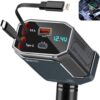 Retractable Car Charger Adapter,4 in 1 Fast Charging Car Adapter,85W USB C Truck Accessories,Voltage Display, Gifts for Women Men,Compatible with iPhone 16 15 14 13 12 Pro Max Plus,Galaxy,Pixel