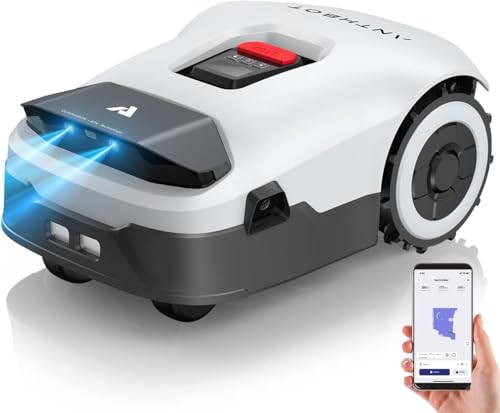Robot Lawn Mower NO Wire – 0.22 Acre, Full Band RTK+4-Eye Vision Robotic Lawnmower, Automatic Mapping, 20 Multi-Zone Management, Accurate Obstacle Avoidance, Intelligent Path Planning, APP Control