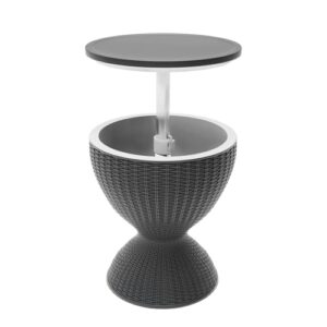 SHAREWIN Portable Outdoor Cooler Table, 8 Gallon Ice Cooler with Drainage Plug, Lift Top Lid 3-in-1 Rattan Style Patio Bar Side Table – Perfect for Parties