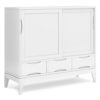 SIMPLIHOME Harper SOLID HARDWOOD 48 Inch Wide Mid Century Modern Medium Storage Cabinet in White, For the Living Room, Entryway and Family Room