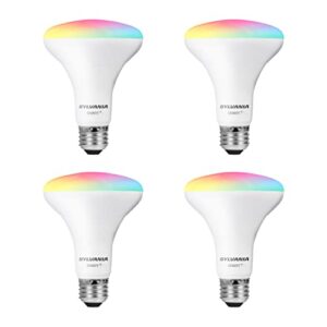 SYLVANIA Wifi LED Smart Light Bulb, 65W Equivalent Full Color and Tunable White BR30, Dimmable, Compatible with Alexa and Google Home Only – 4 Count (Pack of 1) (75688)