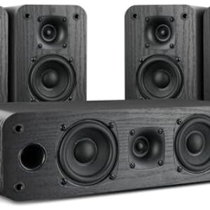 Saiyin 5.0 Home Theater System, 100w HiFi Surround Sound Speakers with Stereo Surround Sound and Classic Rretro Wood Grain for TV/PC, Passive, Amplifier or Receiver Required, Cable Not Included