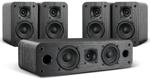 Saiyin 5.0 Home Theater System, 100w HiFi Surround Sound Speakers with Stereo Surround Sound and Classic Rretro Wood Grain for TV/PC, Passive, Amplifier or Receiver Required, Cable Not Included