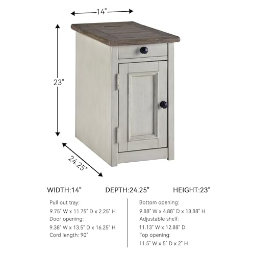 Signature Design by Ashley Ashley Furniture Signature Design-Bolanburg Chairside Chair Side End Table, 14"W x 24"D x 23"H, Whitewash - Image 4