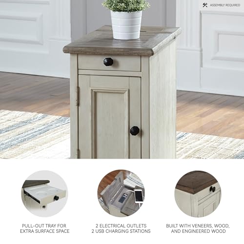 Signature Design by Ashley Ashley Furniture Signature Design-Bolanburg Chairside Chair Side End Table, 14"W x 24"D x 23"H, Whitewash - Image 5