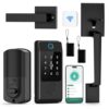 Smart Door Lock with Handle, Miuedo Keyless Entry Lock Deadbolt Handle Set, Inclued WiFi Gateway Smart Deadbolt for Front, Fingerprint, Keypad Code, App Control, Voice Control(Black) - Image 2