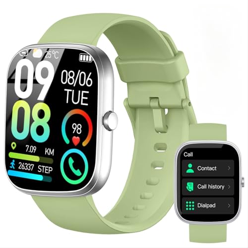 Smart Watch for Men Women, 1.91″HD Screen Smartwatch Fitness Tracker(Answer/Make Call), Heart Rate/Activity/Sleep Monitor/SpO2, IP68 Waterproof,110+ Sport Mode, 2025 Step Counter for Android IOS Green