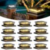 Solar Post Cap Lights 12 Pack, Fence Post Solar Lights, Warm White/Cool White Lighting, Black Waterproof Outdoor Post Lights for Garden Patio Porch, 4×4, 5×5 or 6×6 Vinyl/Wooden Posts