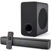 Sound Bar Speakers Bluetooth Wireless, TV Speakers Sound Bar Subwoofer, Home Theater Surround Sound Bar HDMI(ARC) Optical AUX USB 2.1ch Home Audio Sound System TV PC Wall Mount, Black