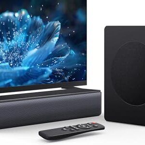 Sound bar with subwoofer, 200W 2.1 ch soundbar w/Dolby Atmos Surround Sound System, 3D Bass Adjustable Home Theater Bluetooth TV Speaker for Smart TV/Projector/PC