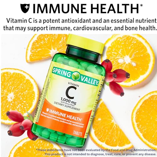 Spring Valley Vitamin C 1000mg with Rose HIPS Tablets Dietary Supplement, 500 Count, Antioxidant Protection* (Pack of 1) - Image 3