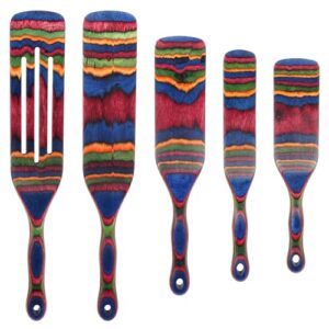 Spurtle Set, Wooden Utensils for Cooking, Kitchen Utensils Set, Pakkawood Kitchen Cooking Utensils Set, Apartment Essentials Wood Serving Spatula spoon, Home & kitchen Gift for Women & Men